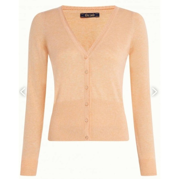 KING Louie $85 Cotton Cardi V Cocoon Creampuff Orange Cardigan Size Small NWT - Picture 1 of 8